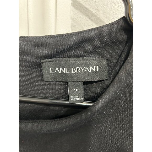 Lane Bryant Womens Colorblock Dress Black Burgundy 3/4 Sleeve Sz 16 - Picture 4 of 9